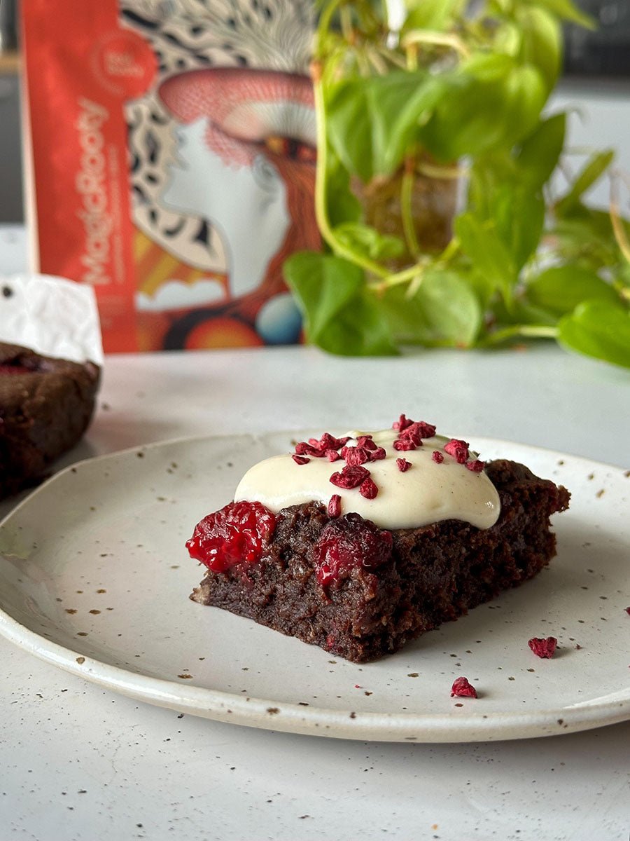 Browniji z malinami in MagicRooty-jem