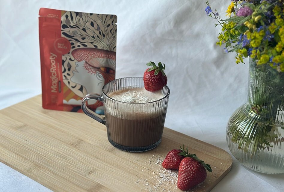 MagicRooty latte z jagodami in kokosom